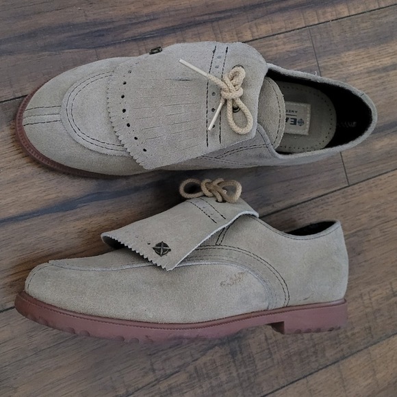 Vintage Eastland Suede Fringe Moc Toe Oxford Shoes Tan Womens 7 - Picture 3 of 6